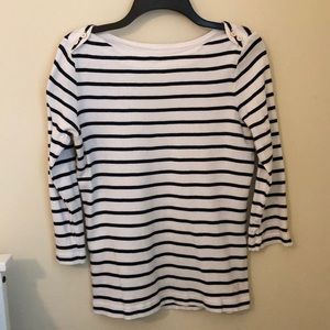 Striped 3 quarter sleeve cotton shirt